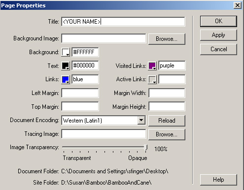 page
properties