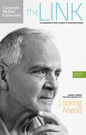 The Link Winter 2019 issue cover features a portrait of SCS Dean Martial Hebert.